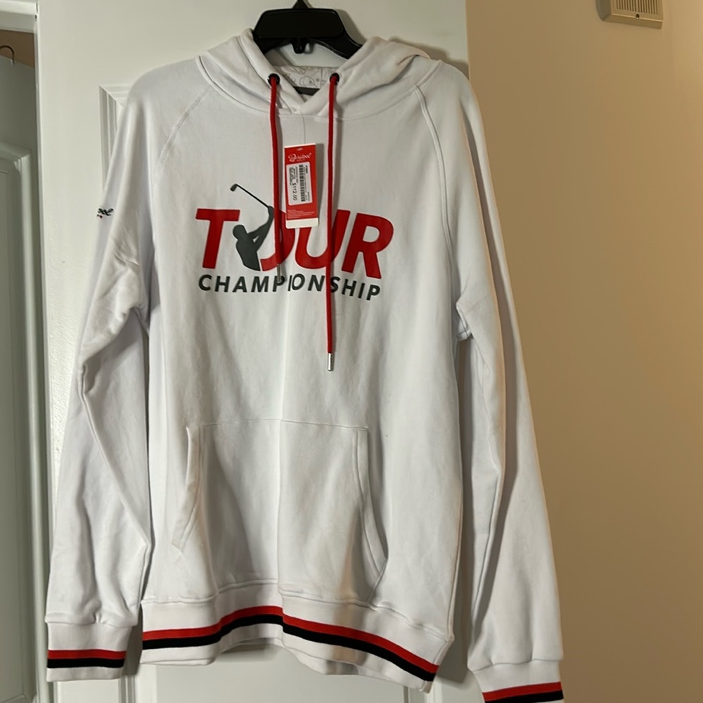 TOUR Championship Barstool Golf Raglan Pullover Hoodie- White 
Size Medium